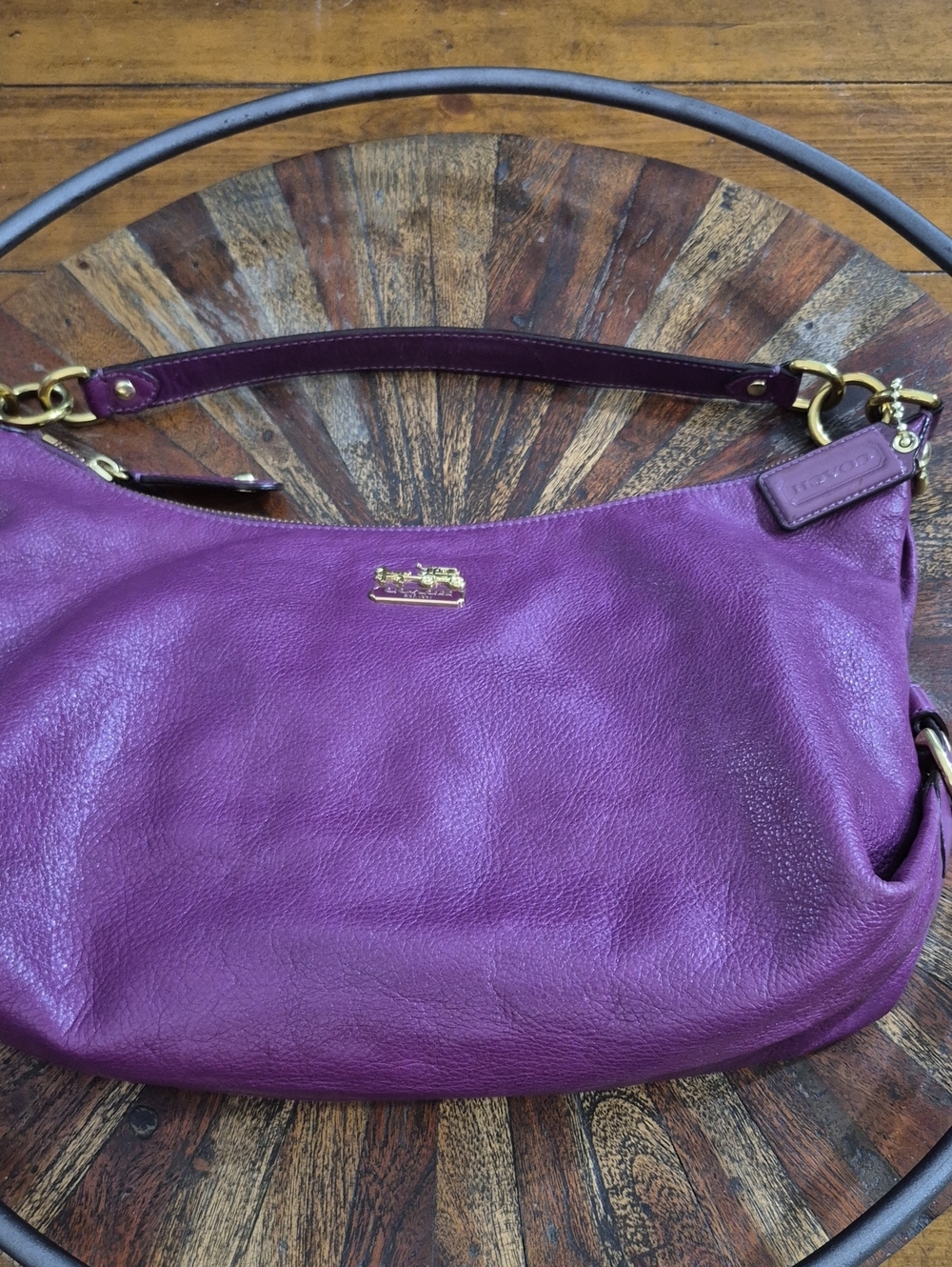 Coach Pebbled Leather Shoulder Bag in Plum. EUC